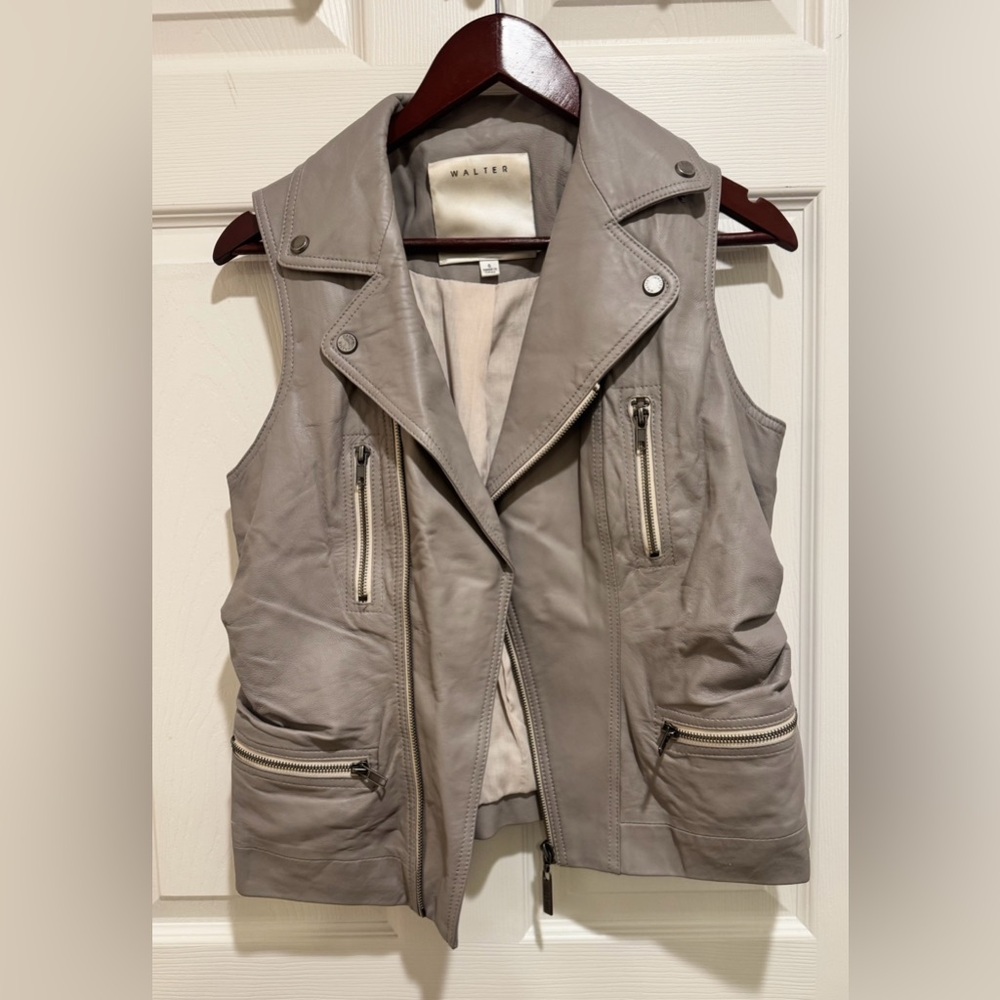 Walter Genuin Gray/Tan Leather Vest